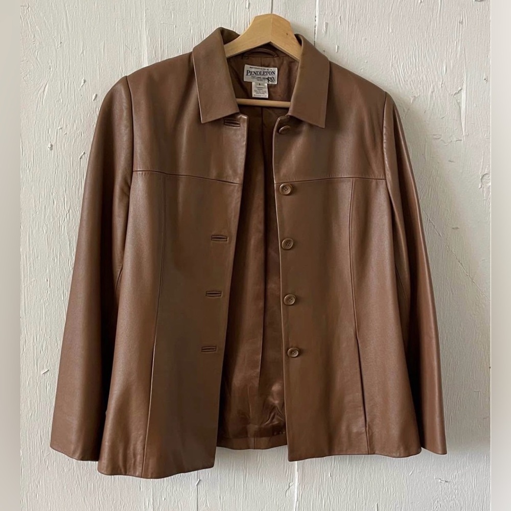 Pendleton Women's 100% Leather Jacket Soft Brown … - image 2